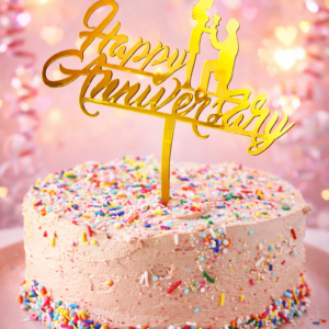 "Happy Anniversary” Cake Topper | Gold Colour | Pack of 5