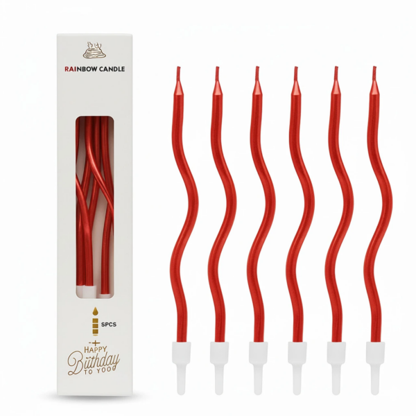Spiral Twisted Birthday Candles with Holders | Multicolour | Pack of 6