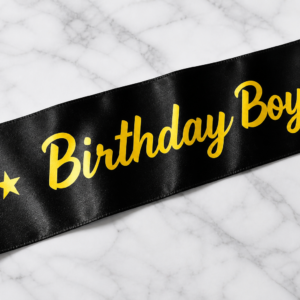 Birthday Boy Party Sash | Black & Gold | Pack of 1
