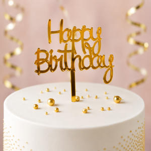 "Happy Birthday” Cake Topper | Gold Colour | Pack of 5