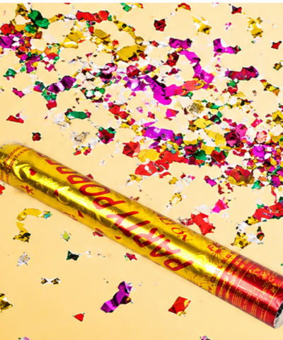 Gold Party Poppers, 30 cm, Gold Colour, for Birthday, Wedding, Anniversary, Celebration